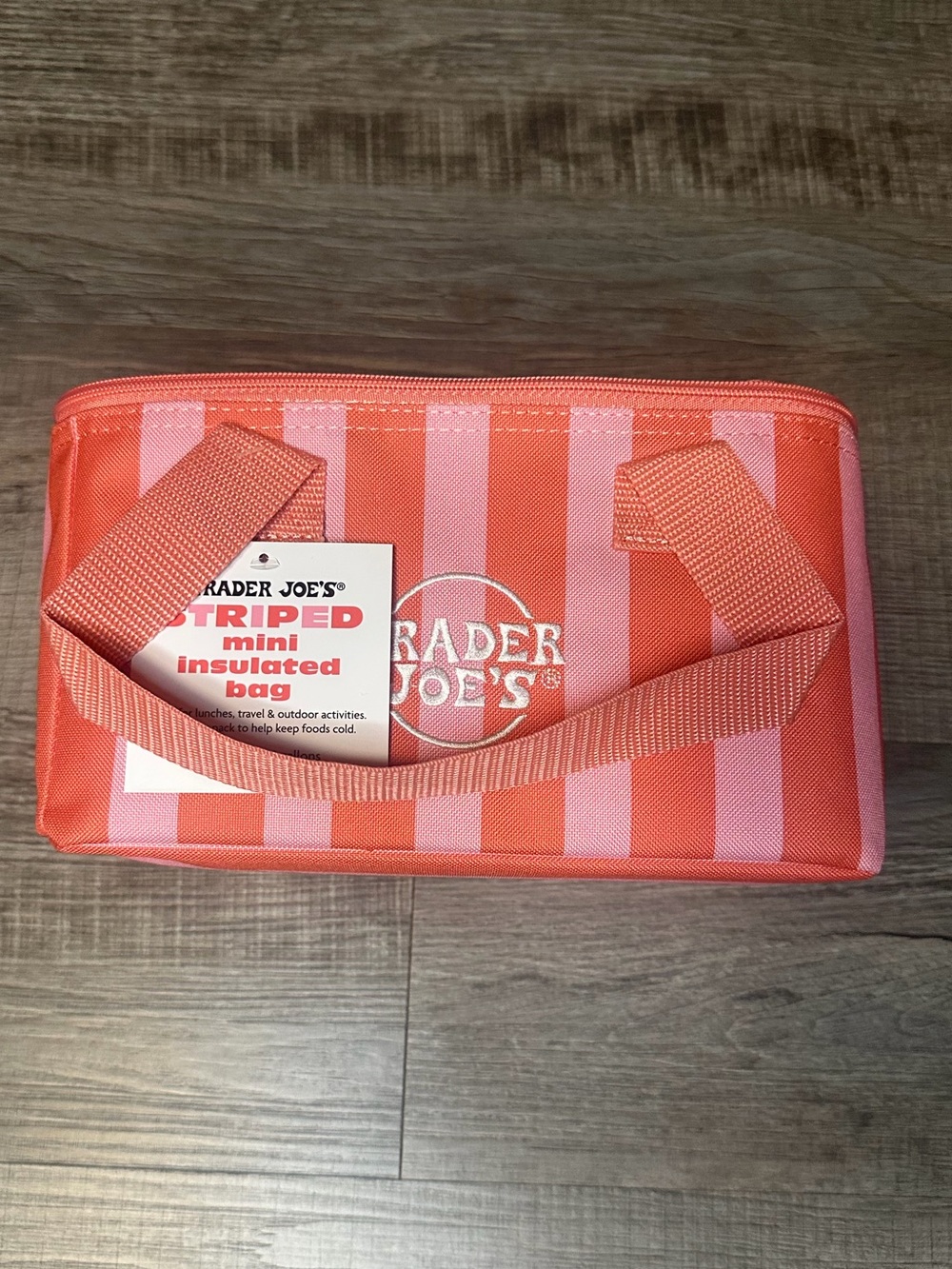 NWT Trader Joe’s Mini Insulated Tote / Cooler Bag Pink Striped (2026 Release)